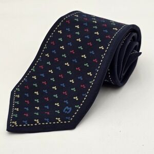 Maus & Hoffman 100% Silk Tie Navy Multicolor Dot Pattern Classic Handmade Luxury